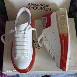 Alexander McQueen White and Red Sneakers Size 37